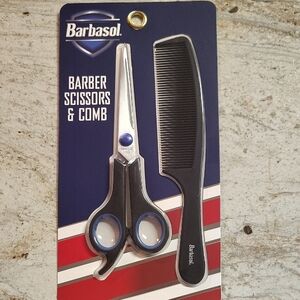 Barba Black and Silver Barber Scissors & Comb Set